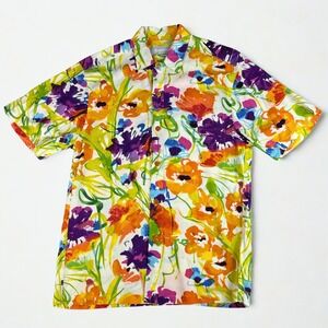 Jams World Button Up Shirt Mens XS‎ Flower Dream Floral Hawaiian Rayon Shirt
